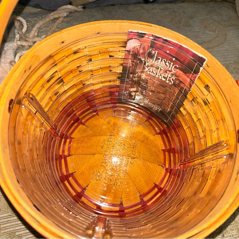 Longaberger Yellow and Red Accent Woven Basket - Picture 2 of 6